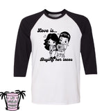 Love is... Buying her tacos - Men's/Unisex Raglan